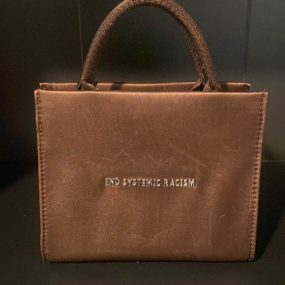 Brandon Blackwood’s “End Systematic Racism” tote bag.